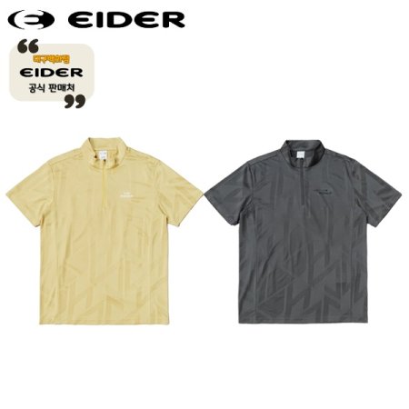 남성 에센셜 자카드 반팔짚업 티