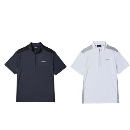 남성 배색형 반팔 하프집업 티셔츠