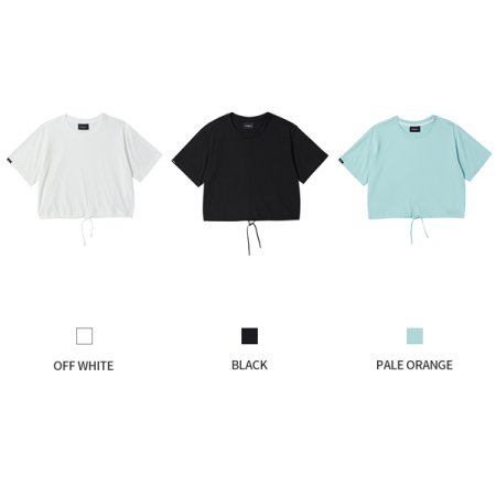 여성 베이직 밑단 스트링 크롭티셔츠