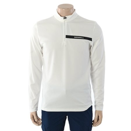 남성 에센셜 반집업 긴팔 티셔츠화이트