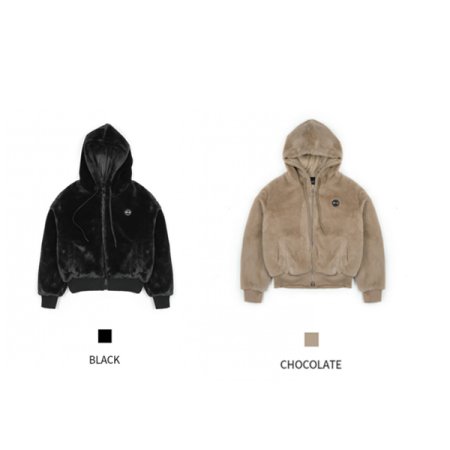 여성 에코퍼 크롭기장 후드자켓