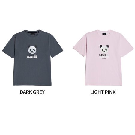 남여공용 팬더 그래픽 반팔 티셔츠