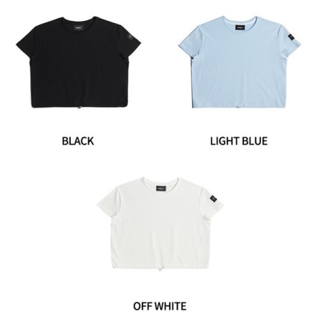 여성 밑단 스트링 크롭 탑