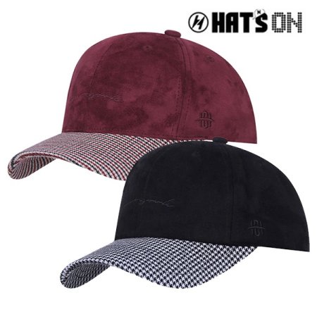 체크챙스웨이드볼캡