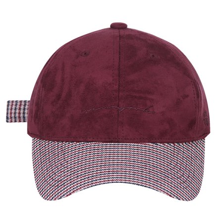 체크챙스웨이드볼캡