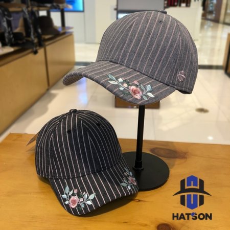 줄무늬플라워자수볼캡