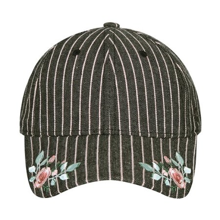 줄무늬플라워자수볼캡