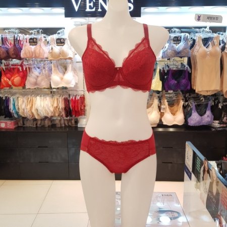 레드컬러 풀컵 보정브라 팬티세트