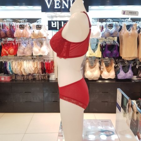 레드컬러 풀컵 보정브라 팬티세트