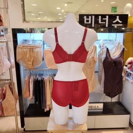D컵 넓은날개 보정브라 헴팬티세트