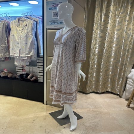 폴리 스판 7부 컵드레스 원피스실내복