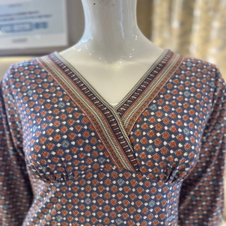 7부 스판 브라컵 드레스 꽃나염잠옷