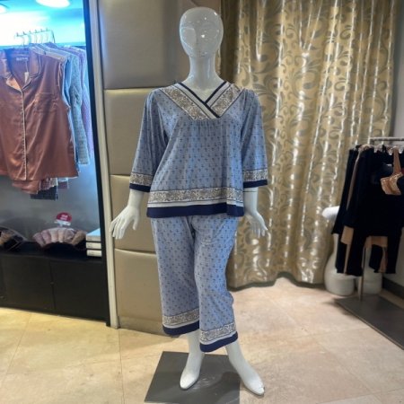 폴리스판 7부 여성 플라워 실내복세트