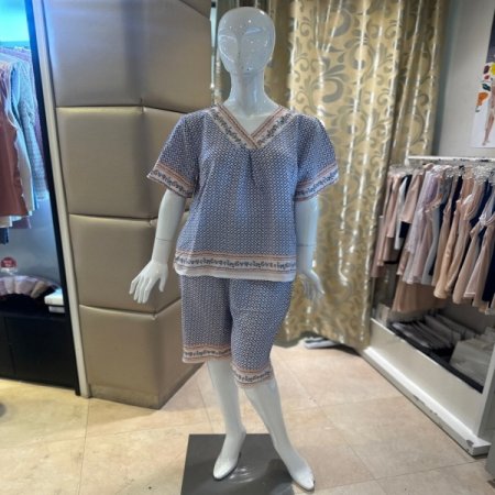 인견 보더나염 여성실내복세트