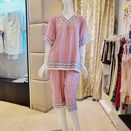 쾌적한 인견 보더나염 여성홈웨어