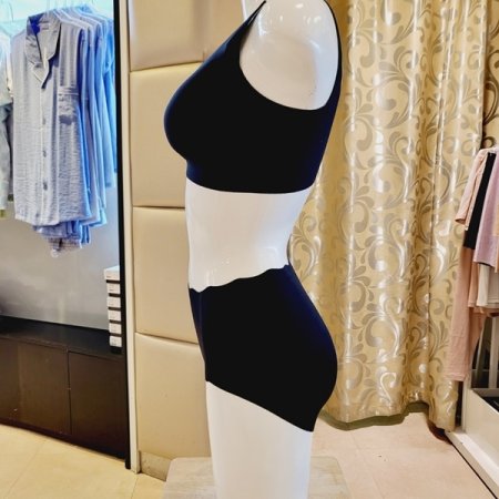 무봉제 몰드 스포츠브라 속옷세트 블랙