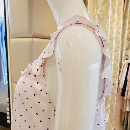 모던 실크필 별달 원피스 잠옷