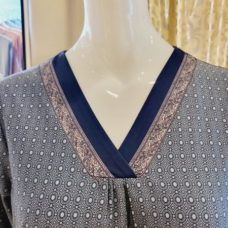 브이넥 보더나염 여성 홈웨어상의