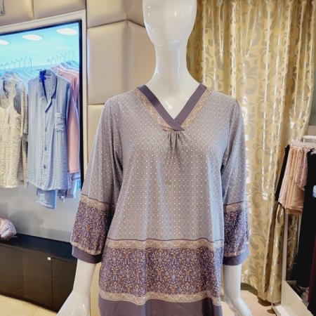 브이넥 보더나염 여성 홈웨어상의