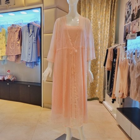 올 오버 레이스 원피스 가운 세트