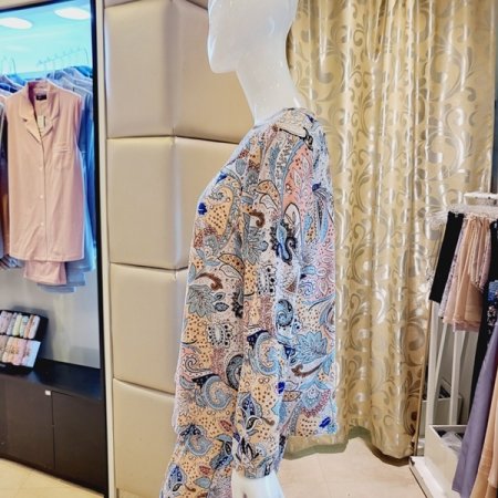 페이즐리 폴리 기모 여성 상의