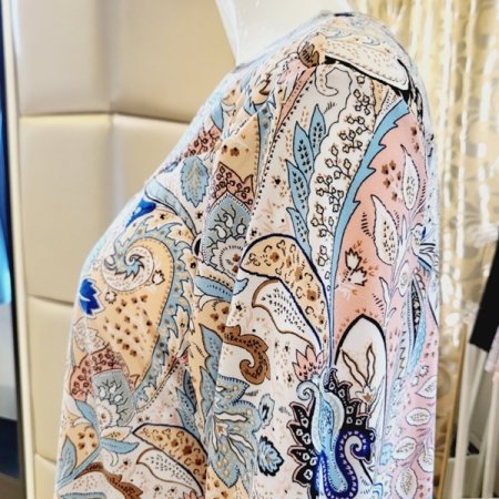 페이즐리 폴리 기모 여성 상의