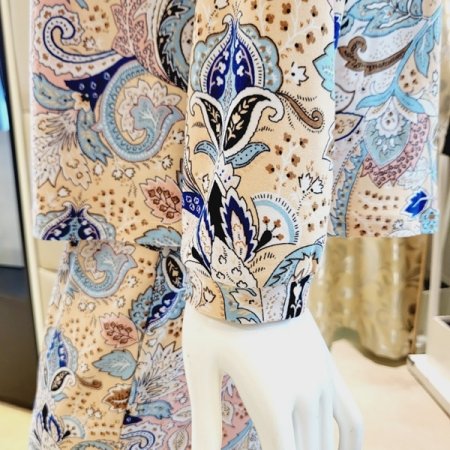 페이즐리 폴리 기모 여성 상의