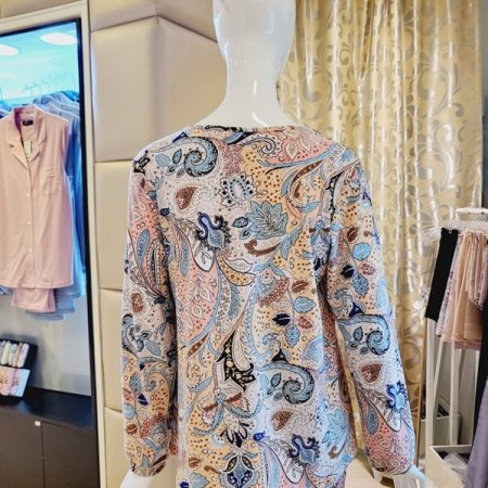 페이즐리 폴리 기모 여성 상의