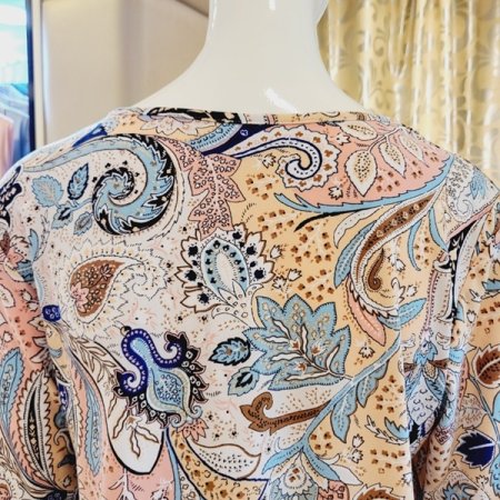 페이즐리 폴리 기모 여성 상의