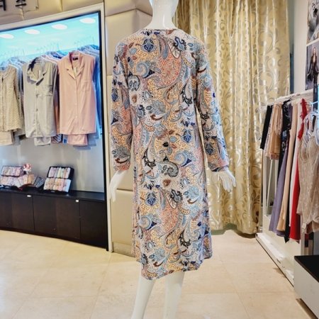 폴리 기모 페이즐리 원피스홈웨어