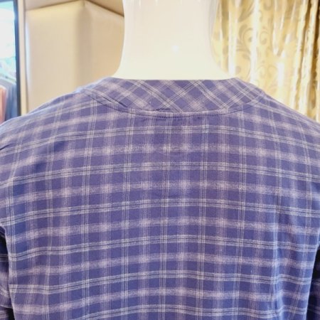 라운드넥 면 선염 체크 남성상의