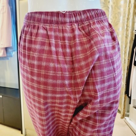 면 선염 체크 약기모 여성 홈웨어바지
