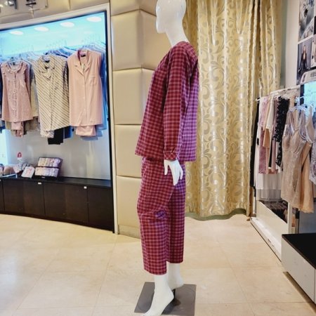 면 선염 체크 약기모 여성 홈웨어세트