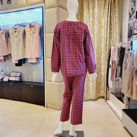 면 선염 체크 약기모 여성 홈웨어세트