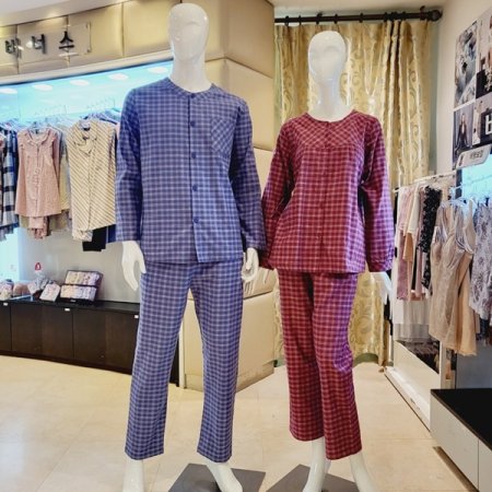 커플 체크 약기모 홈웨어세트