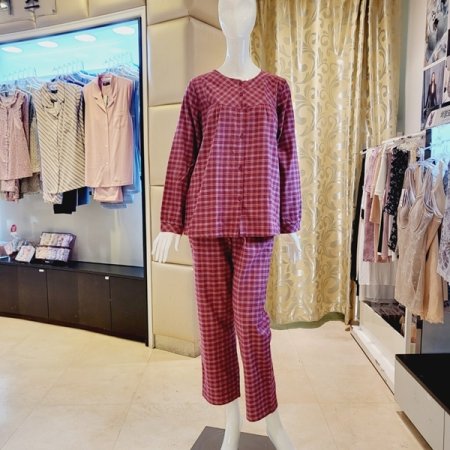 커플 체크 약기모 홈웨어세트