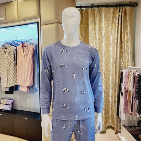 라운드넥 팬터나염 폴리기모 남성상의