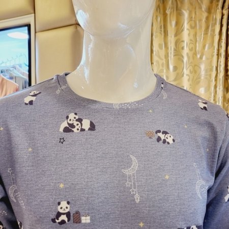 라운드넥 팬터나염 폴리기모 남성상의