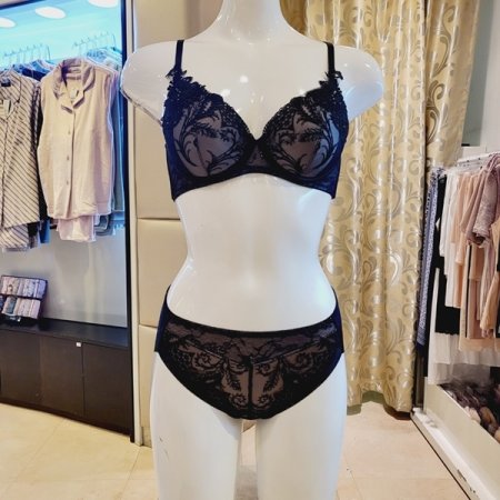 깃털자수 패드브라 헴팬티세트 CD컵