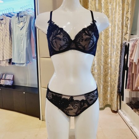 오르화 깃털자수 브라 레이스팬티세트