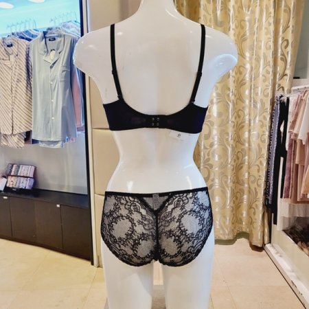 E컵 깃털자수 패드브라 레이스팬티세트