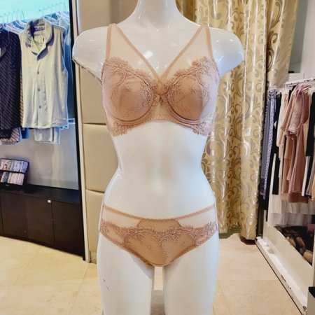 E컵 크로스망 패드브라 레이스팬티세트