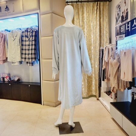 곰돌이 자수 극세사 원피스 잠옷