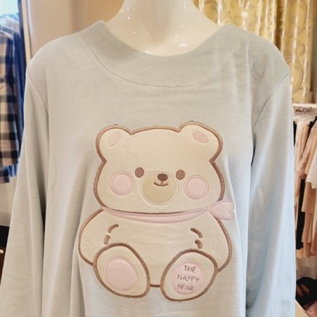 곰돌이 자수 극세사 원피스 잠옷