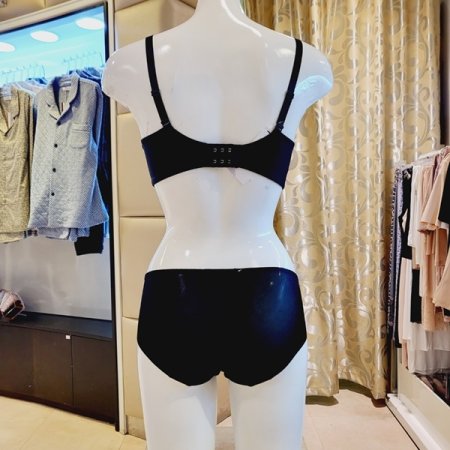 C컵 패널 노와이어브라 헴팬티세트