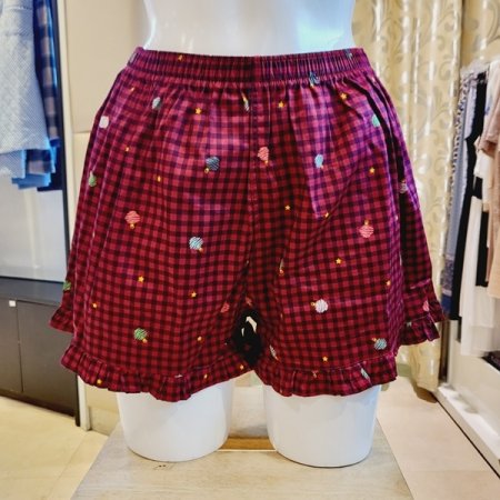 여자 잔체크 면마찌 사각 트렁크팬티