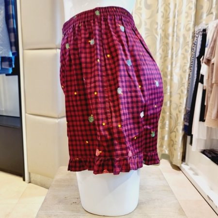 여자 잔체크 면마찌 사각 트렁크팬티