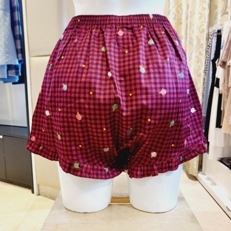 여성 잔체크 면 트렁크 사각팬티 세트