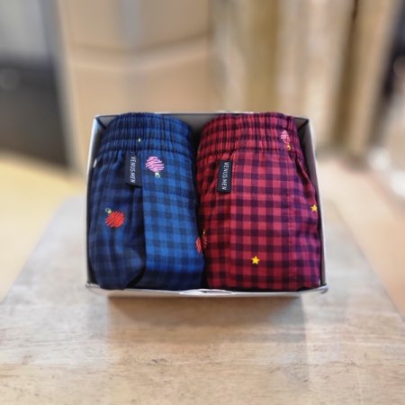 2종세트 잔체크 남자 면 트렁크