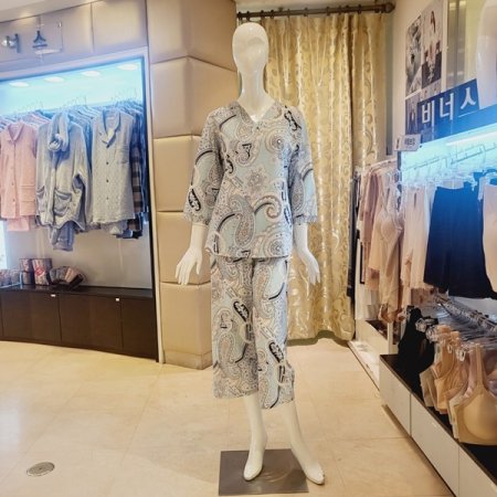 여성 페이즐리 스판 홈웨어세트